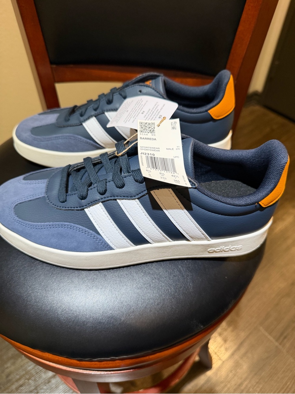adidas Navy, White & Orange Retro Athletic Sneakers